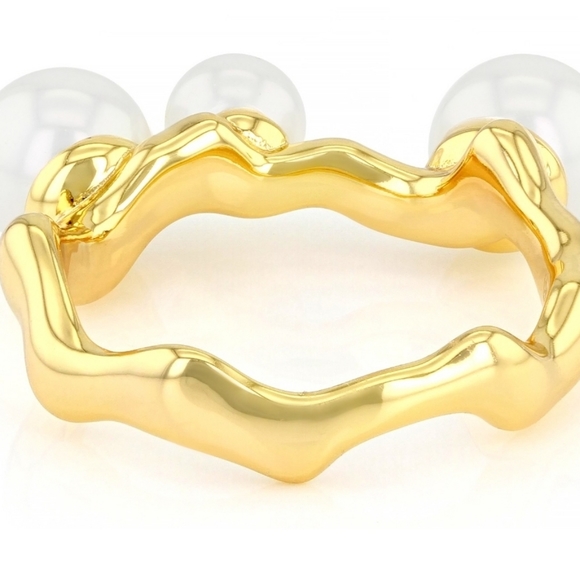 Unique Genuine Cultured Freshwater Pearls in 18k over Sterling Silver Sz 6 - Picture 2 of 3